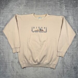 Arizona Sweatshirt Mens Large Tan Vintage 90s Embroidered Grand Canyon State
